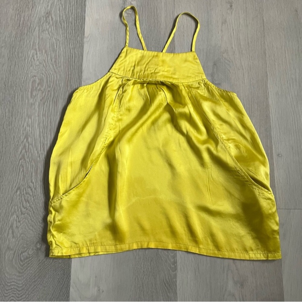 WILSTER SILK YELLOW CAMISOLE SQUARE NECKLINE PULLOVER CAMI TANK WOMENS XS